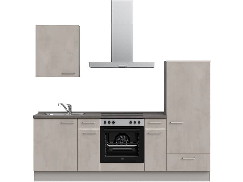 Komplette Küche MODUSET RIVA CLASSIC Beton Grau 60x240cm