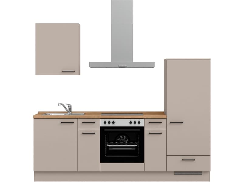 Komplette Küche mit Elektrogeräten MODUSET EASYTOUCH CLASSIC Sand ultramatt 60x240cm