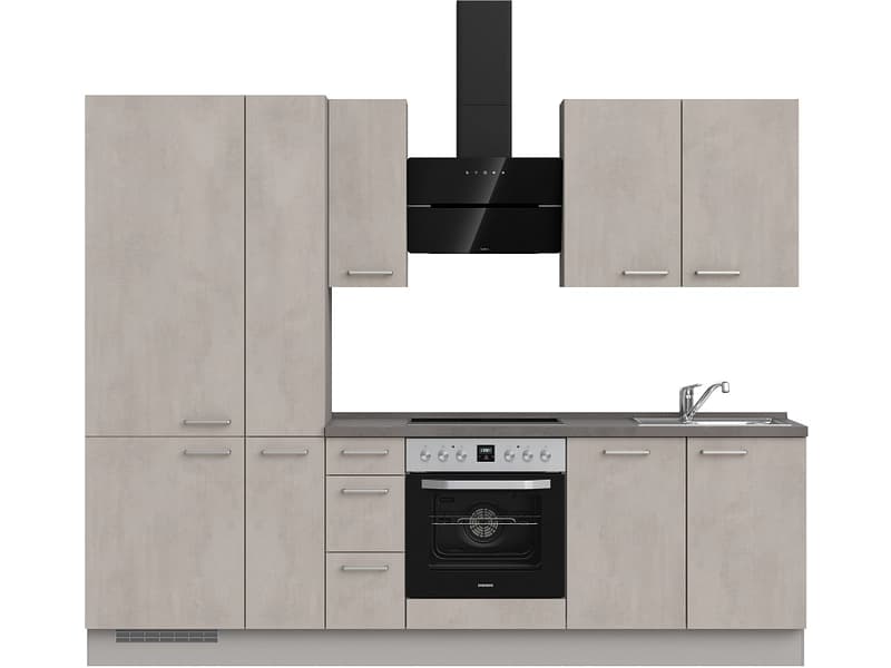 Komplette Küche MODUSET RIVA PREMIUM Beton Grau 60x270cm