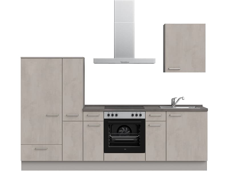 Komplette Küche MODUSET RIVA CLASSIC Beton Grau 60x270cm