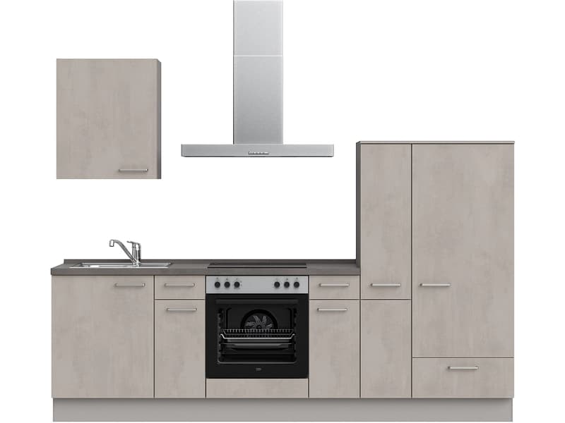 Komplette Küche mit Elektrogeräten MODUSET RIVA CLASSIC Beton Grau 60x270cm