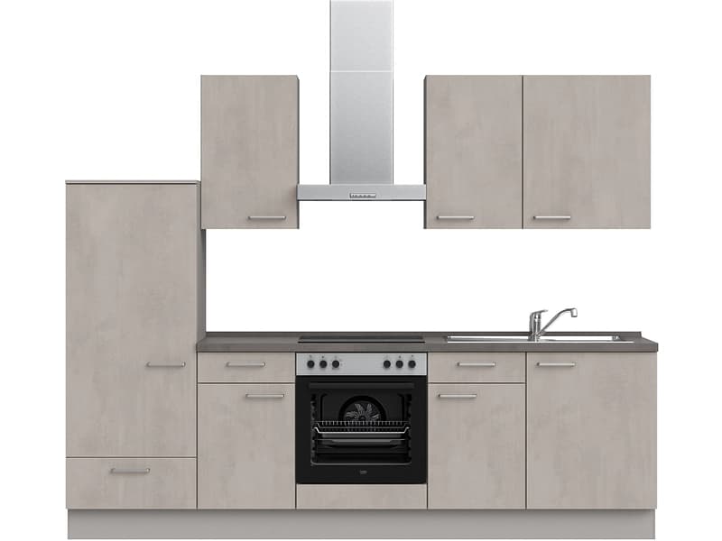Komplette Küche mit Elektrogeräten MODUSET RIVA CLASSIC Beton Grau 60x270cm