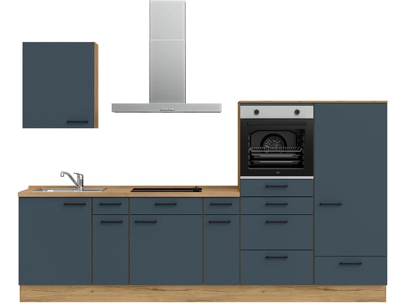 Komplette Küche MODUSET EASYTOUCH CLASSIC Fjordblau 60x300cm
