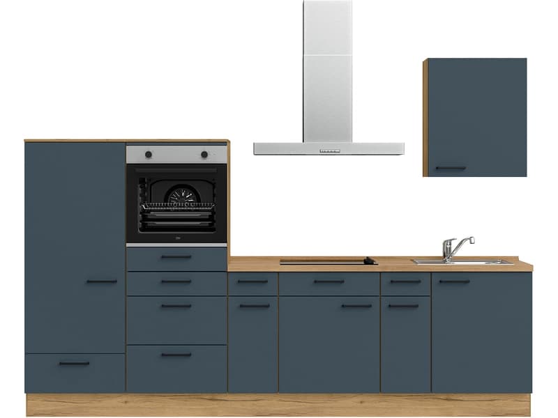 Komplette Küche MODUSET EASYTOUCH CLASSIC Fjordblau 60x300cm