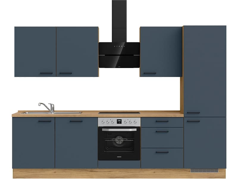 Komplette Küche MODUSET EASYTOUCH PREMIUM Fjordblau 60x300cm
