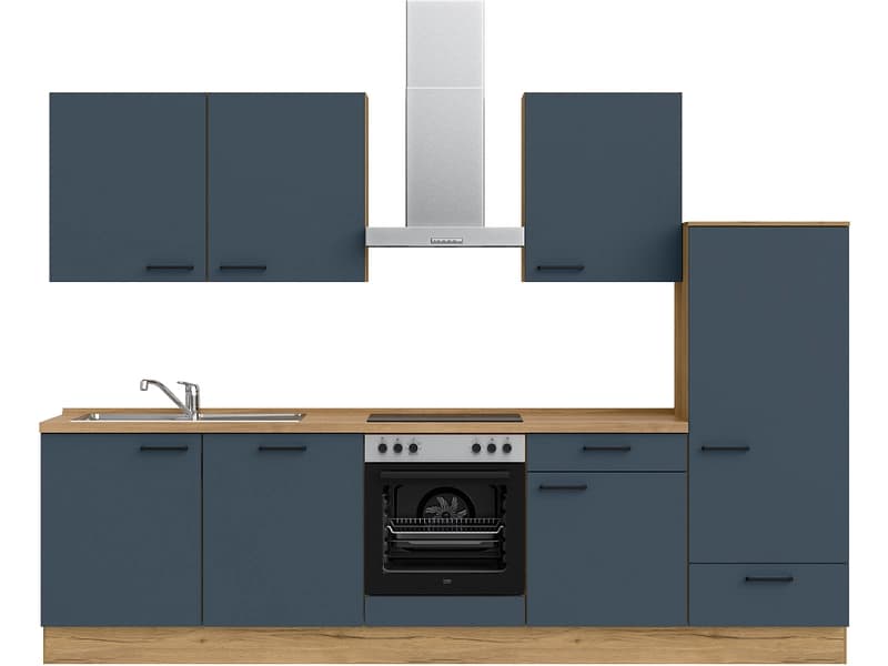 Komplette Küche MODUSET EASYTOUCH CLASSIC Fjordblau 60x300cm