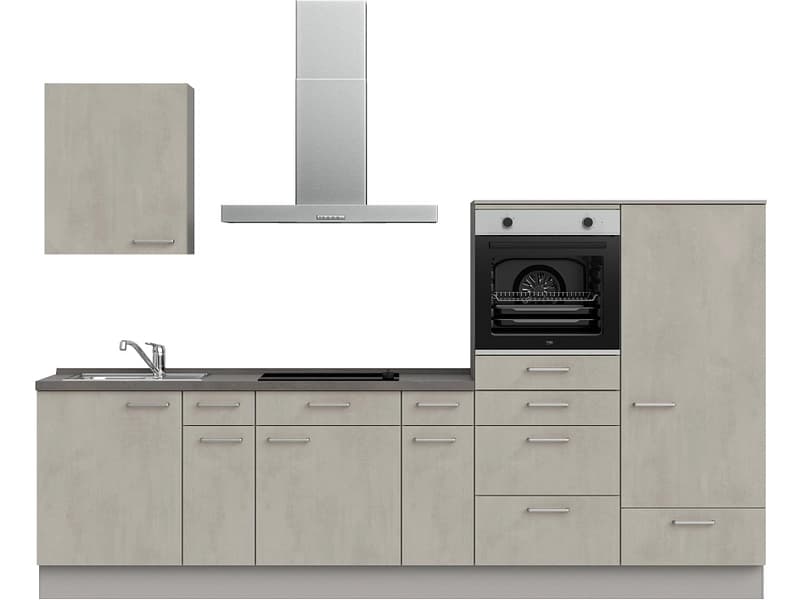 Komplette Küche MODUSET RIVA CLASSIC Beton Grau 60x300cm