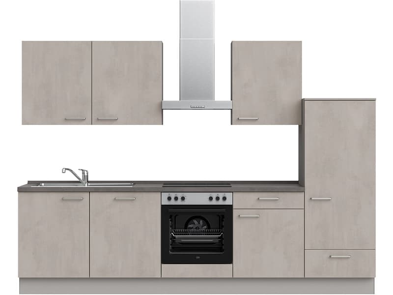 Komplette Küche MODUSET RIVA CLASSIC Beton Grau 60x300cm