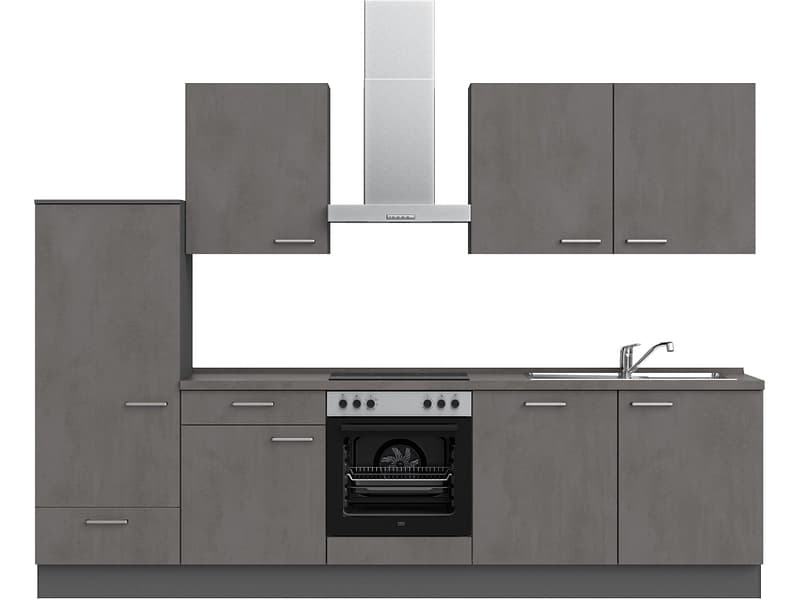 Komplette Küche MODUSET RIVA CLASSIC Beton Schiefergrau 60x300cm