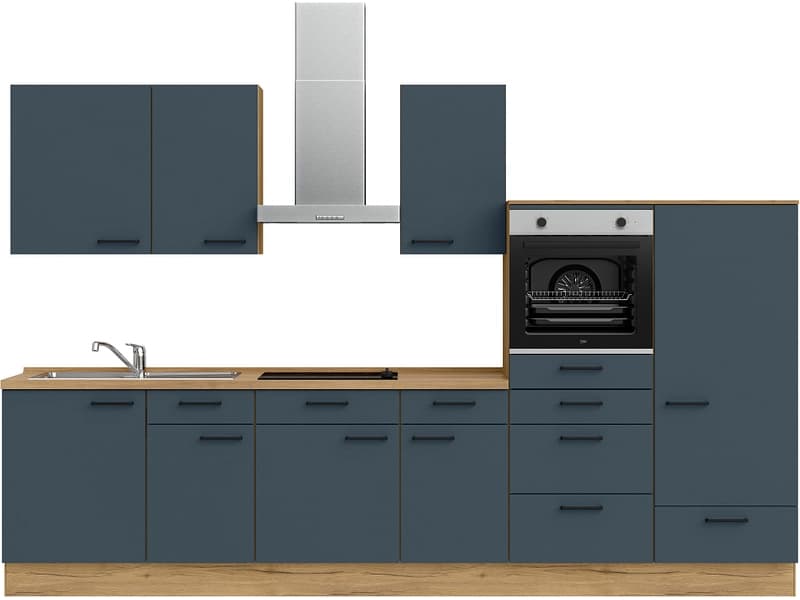 Komplette Küche MODUSET EASYTOUCH CLASSIC Fjordblau 60x330cm