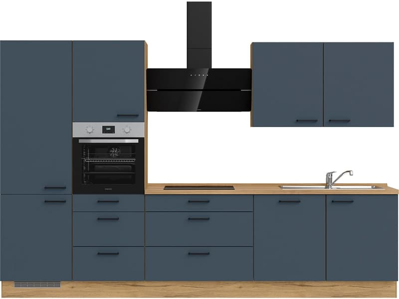 Komplette Küche MODUSET EASYTOUCH PREMIUM Fjordblau 60x330cm