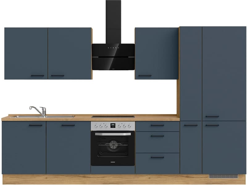 Komplette Küche MODUSET EASYTOUCH PREMIUM Fjordblau 60x330cm