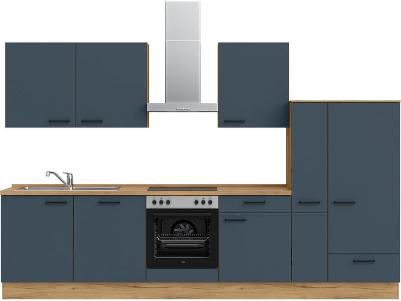 Komplette Küche MODUSET EASYTOUCH CLASSIC Fjordblau 60x330cm