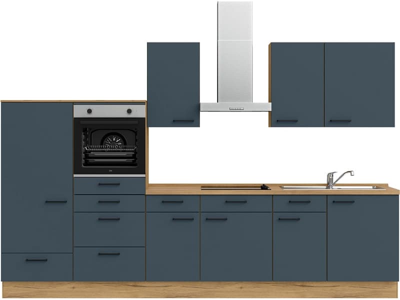 Komplette Küche mit Elektrogeräten MODUSET EASYTOUCH CLASSIC Fjordblau 60x210cm
