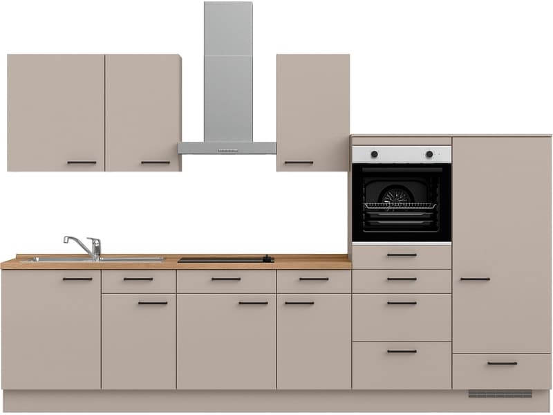 Komplette Küche mit Elektrogeräten MODUSET EASYTOUCH CLASSIC Sand ultramatt 60x330cm