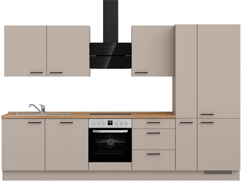 Komplette Küche mit Elektrogeräten MODUSET EASYTOUCH PREMIUM Sand ultramatt 60x330cm