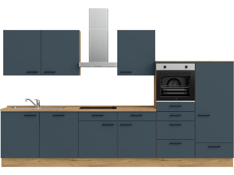 Komplette Küche MODUSET EASYTOUCH CLASSIC Fjordblau 60x360cm