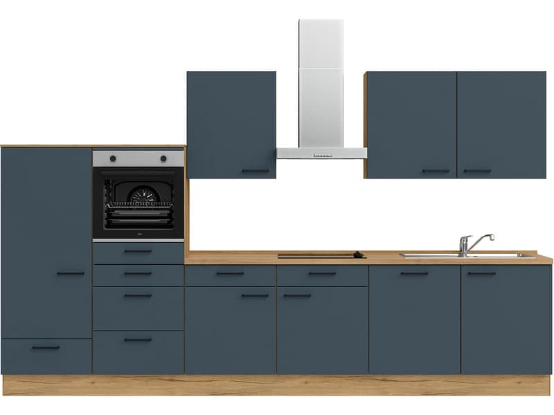 Komplette Küche MODUSET EASYTOUCH CLASSIC Fjordblau 60x360cm
