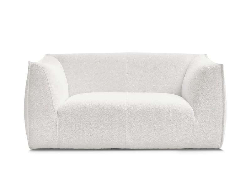 2er Sofa BOBOCHIC GIORGIA Boucle-Stoff weiss