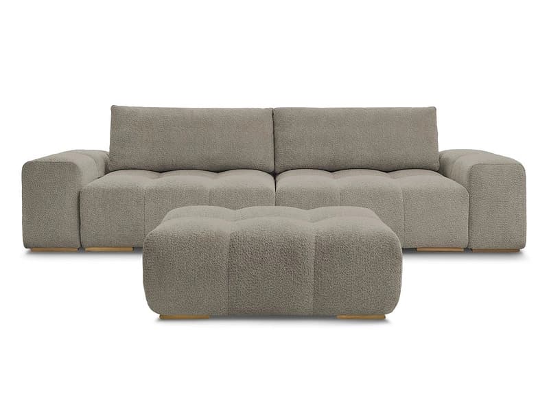 3er Sofa mit Hocker BOBOCHIC ANAKIN Boucle-Stoff taupe