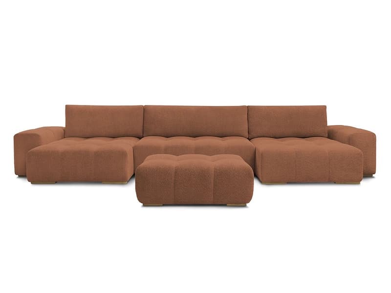 Panorama-Ecksofa mit Hocker BOBOCHIC ANAKIN Boucle-Stoff orange