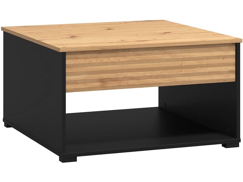 Aufklappbarer Couchtisch TARANTO 80x80x44.8cm schwarz