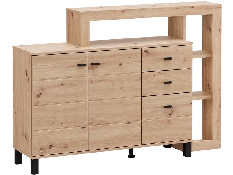 Kommode SARK 2 Türen 3 Schubladen 35x144.5x100.5cm artisan eiche melamin