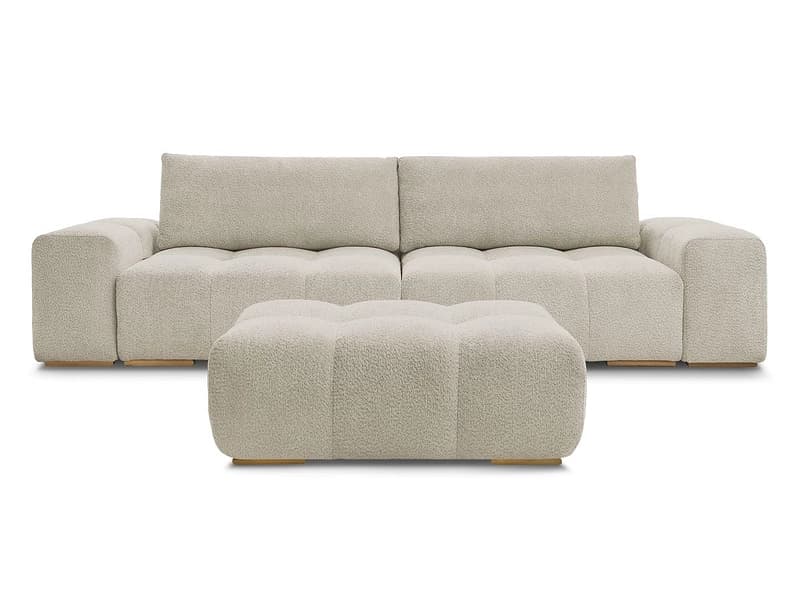 3er Sofa mit Hocker BOBOCHIC ANAKIN Boucle-Stoff beige