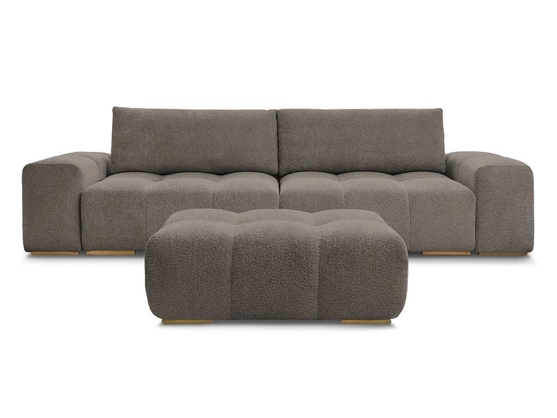 3er Sofa mit Hocker BOBOCHIC ANAKIN Boucle-Stoff rotbraun