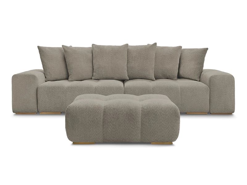 3er Sofa mit Hocker BOBOCHIC ANAKIN Boucle-Stoff taupe