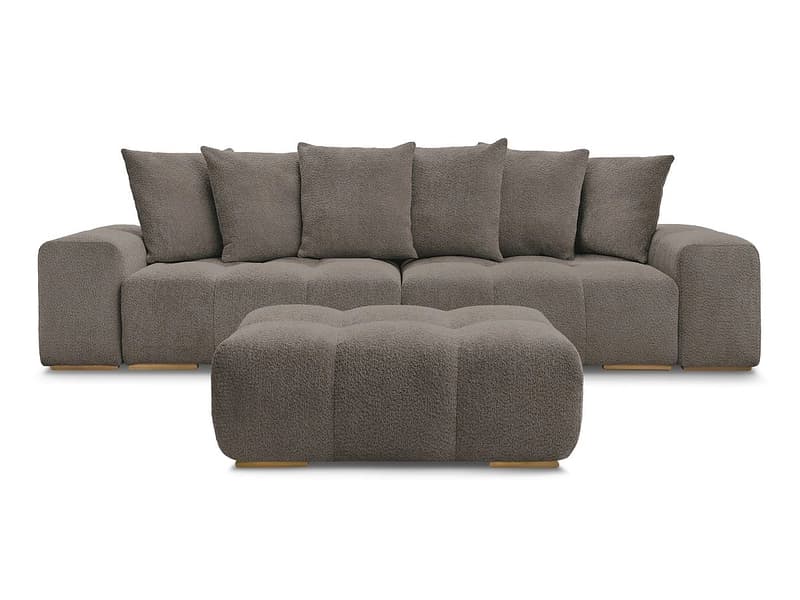 3er Sofa mit Hocker BOBOCHIC ANAKIN Boucle-Stoff rotbraun
