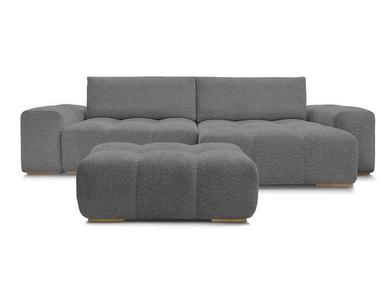 Ecksofa mit Hocker BOBOCHIC ANAKIN Boucle-Stoff dunkelgrau