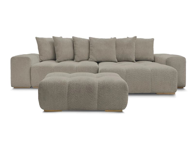 Ecksofa mit Hocker BOBOCHIC ANAKIN Boucle-Stoff taupe