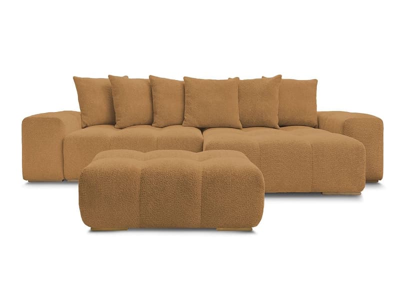 Ecksofa mit Hocker BOBOCHIC ANAKIN Boucle-Stoff gelb