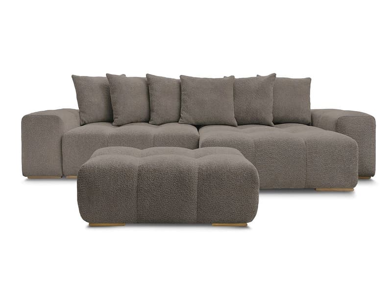 Ecksofa mit Hocker BOBOCHIC ANAKIN Boucle-Stoff rotbraun