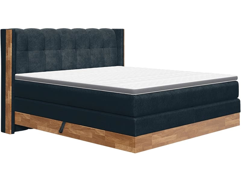 Boxspringbett MATTERHORN dunkelblau 160x200cm halbfest / fest