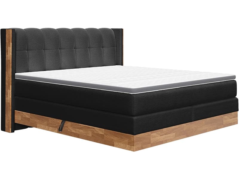 Boxspringbett MATTERHORN schwarz 160x200cm fest