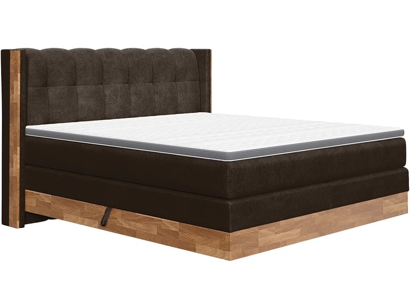 Boxspringbett MATTERHORN dunkelbraun 180x200cm halbfest / fest