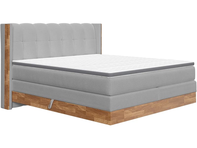 Boxspringbett MATTERHORN hellgrau 180x200cm fest