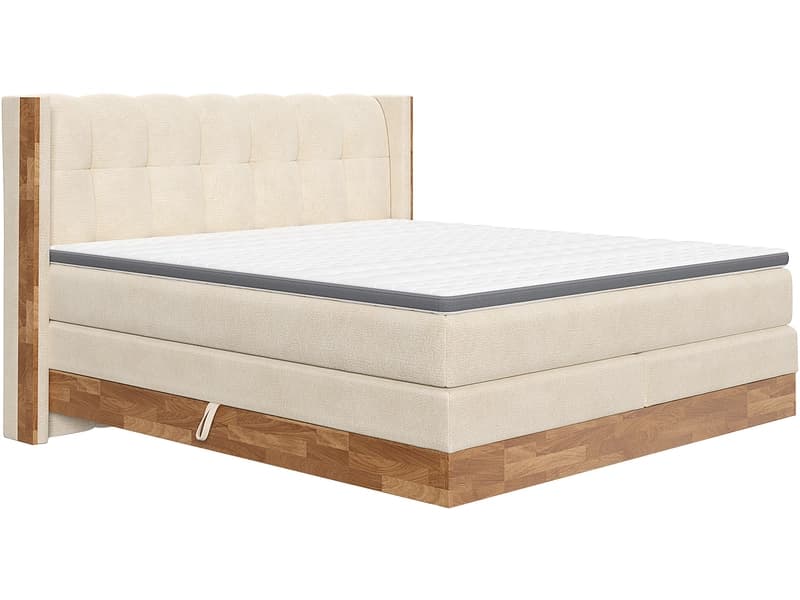 Boxspringbett MATTERHORN beige 200x200cm weich / halbfest