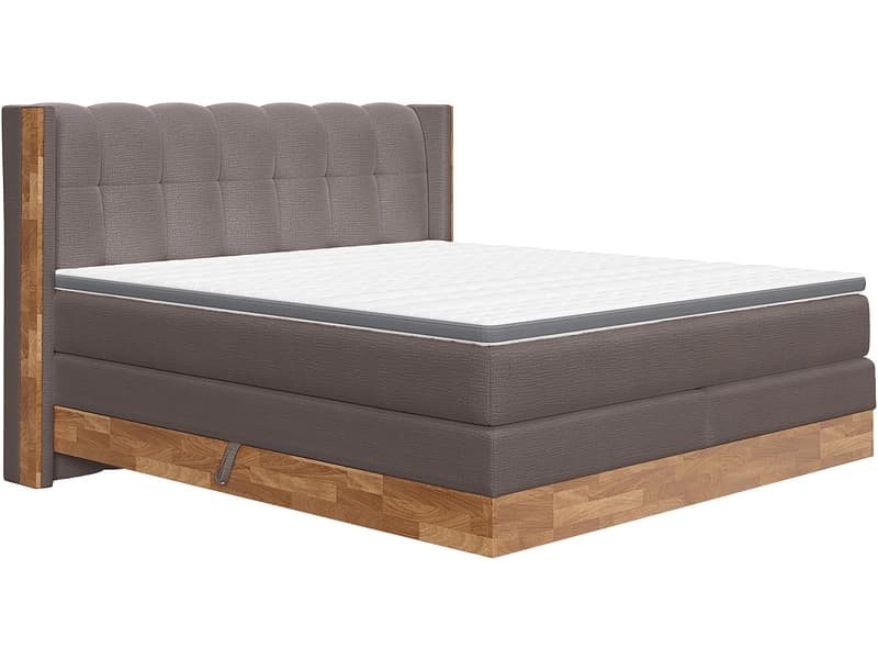 Boxspringbett MATTERHORN dunkelgrau 200x200cm halbfest / fest