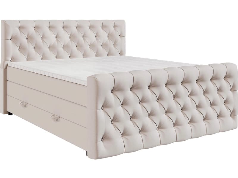 Boxspringbett KINGDOM beige 140x200cm halbfest