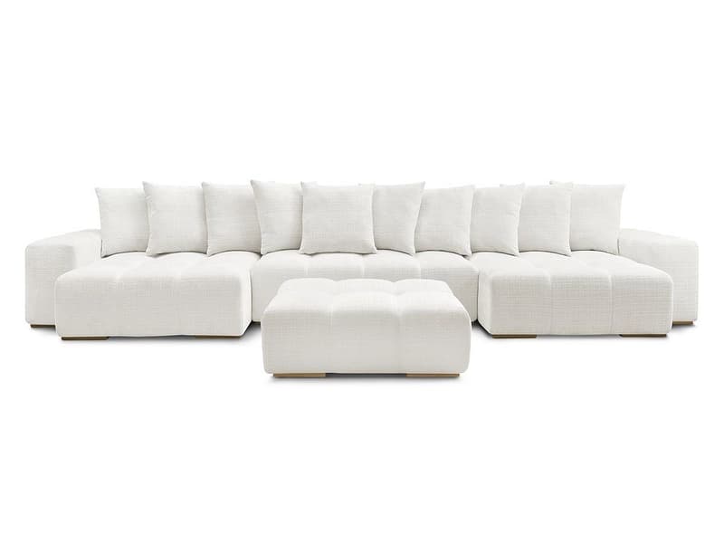 Panorama-Ecksofa mit Hocker BOBOCHIC ANAKIN Stoff mit Textur weiss