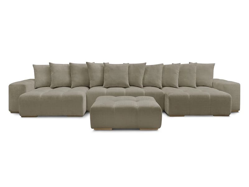 Panorama-Ecksofa mit Hocker BOBOCHIC ANAKIN Stoff mit Textur taupe
