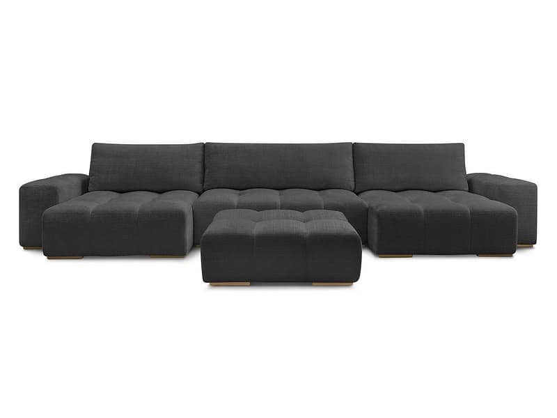 Panorama-Ecksofa mit Hocker BOBOCHIC ANAKIN Stoff mit Textur schwarz