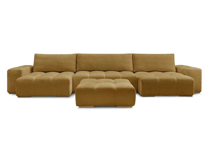 Panorama-Ecksofa mit Hocker BOBOCHIC ANAKIN Stoff mit Textur gelb