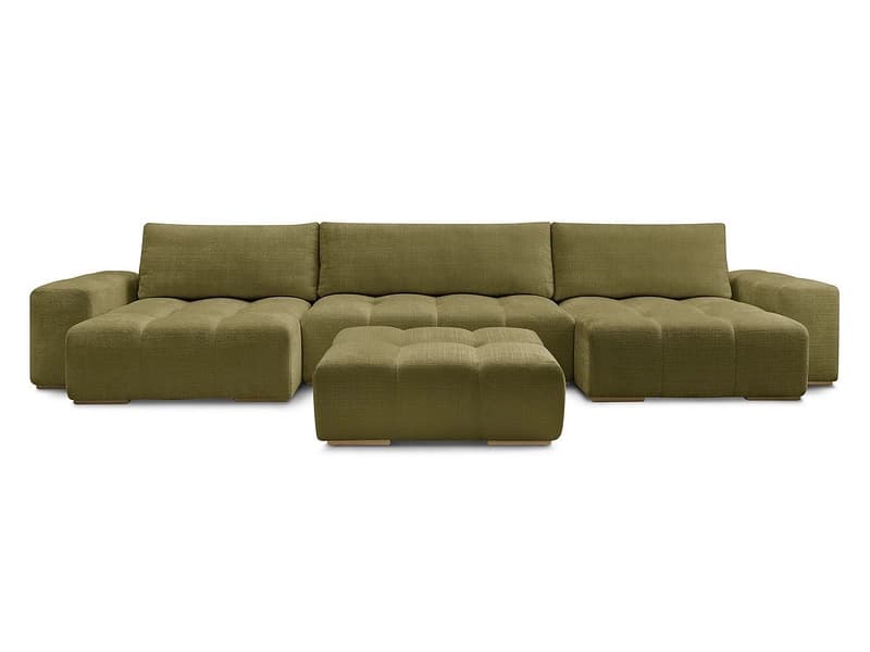 Panorama-Ecksofa mit Hocker BOBOCHIC ANAKIN Stoff mit Textur grün