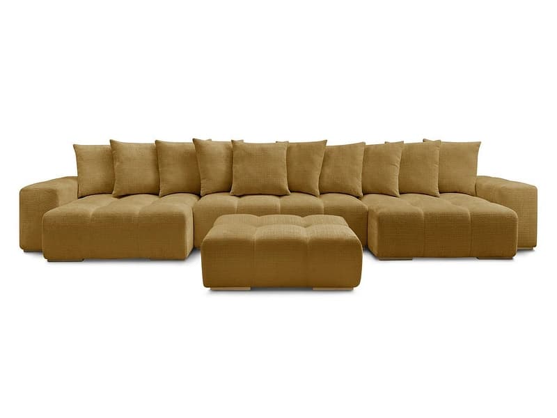 Panorama-Ecksofa mit Hocker BOBOCHIC ANAKIN Stoff mit Textur gelb
