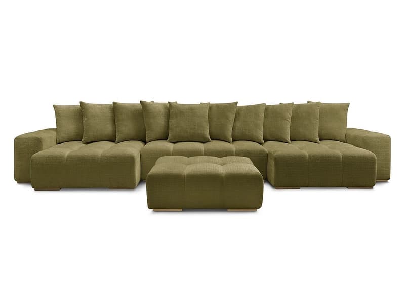 Panorama-Ecksofa mit Hocker BOBOCHIC ANAKIN Stoff mit Textur grün
