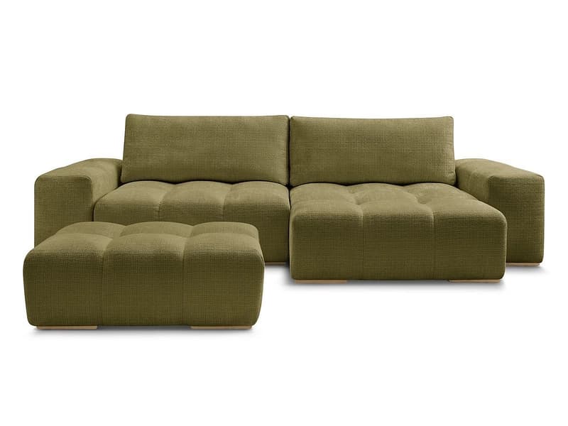 Ecksofa mit Hocker BOBOCHIC ANAKIN Stoff mit Textur grün